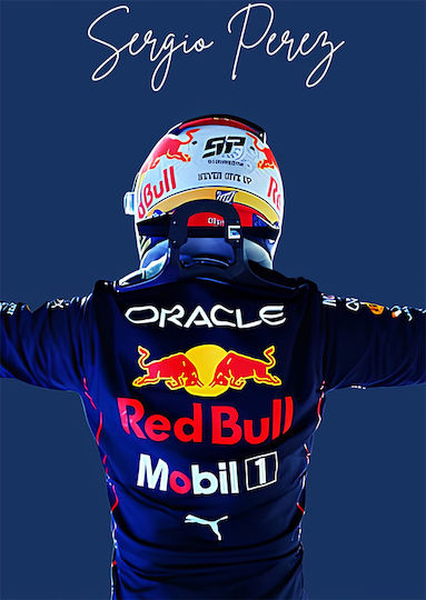 Poster Formula1 Sergio Perez F062 40cm X 50cm Premium Cadru Lemn Negru