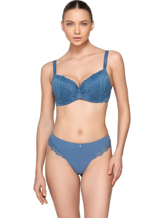 Melody Femeie Brazilia cu Dantelă Blue
