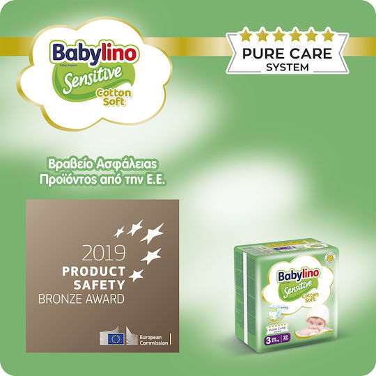 Babylino Scutece cu bandă adezivă Sensitive Cotton Soft Nr. 3 pentru 4-9kg 168buc