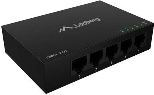 Lanberg DSM1-1005 Unmanaged L2 PoE Switch με 5 Θύρες Gigabit (1Gbps) Ethernet