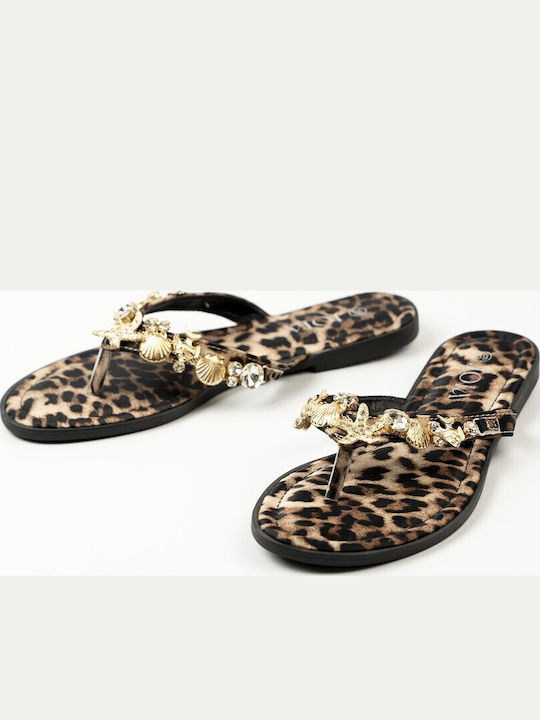 Damen Flache Sandalen Braun