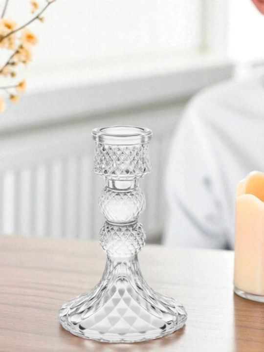 ecarla Glass Candle Holder In Transparent Colour 13cm