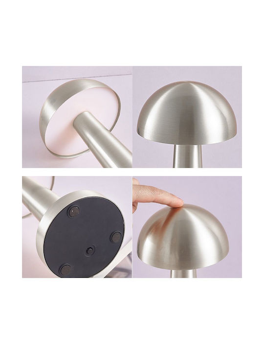 Table Lamp LED with Silver Shade and Base
