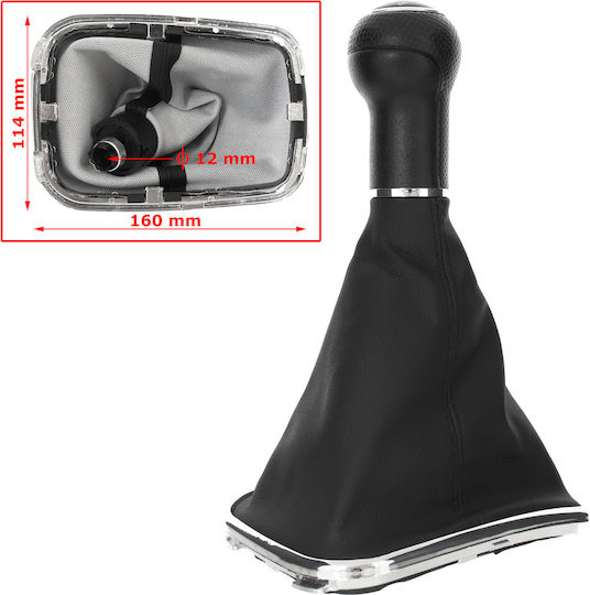 Vw Bora 98-05 Schwarzer Schaltknopf + Gamaschen + Chromrahmen