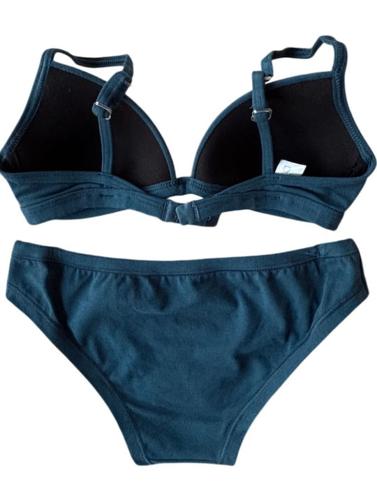 Jadea Set Lenjerie Intimă Sutien Cu Slip Petrol