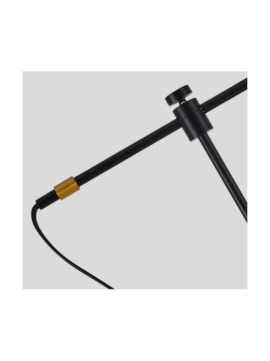 Home Lighting Adept Gold Matt Black Vintage Floor Lamp H165xW39cm. with Socket for Bulb E27 Gold