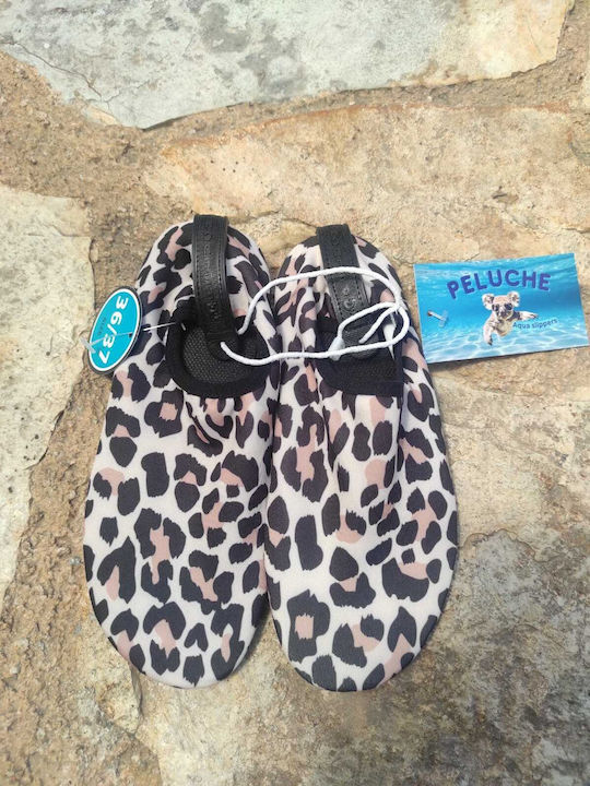 Papuci Aqua pentru femei – Peluche Albastru Leaf