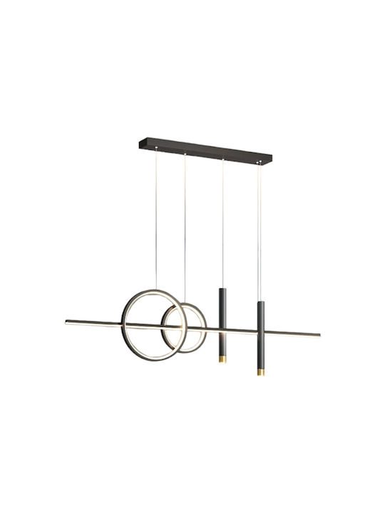 Lustră Negru LED cu Alb Natural Lumină 100cm.