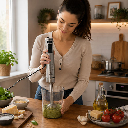 Finlux Handmixer mit Inox-Stab 1000W Silber