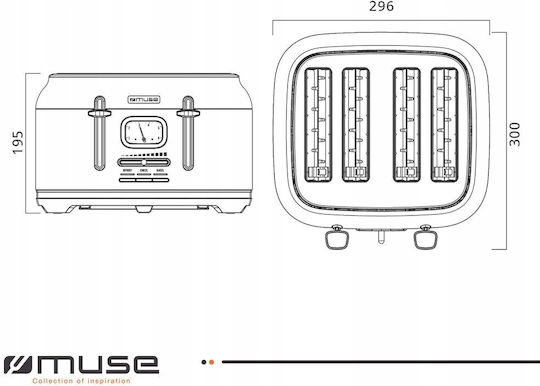 Muse Тостер 4 слота 1800W