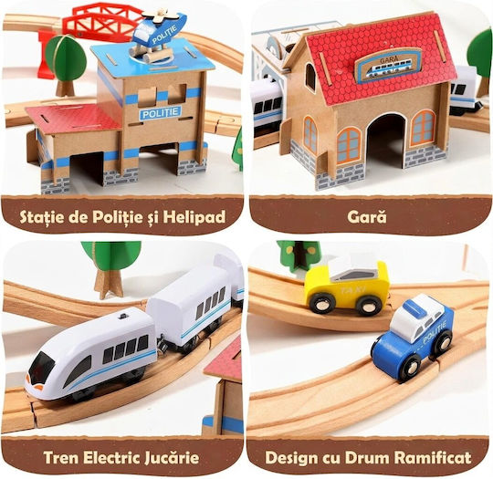 Set cu Trenuleț din Lemn pentru 3+ Ani