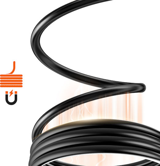 Linq Магнитен Автоматично Навиващ USB-C Мъжки Към Lightning Кабел PD 35W 4A 1.2M Черен