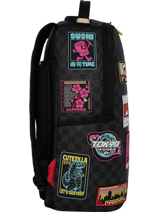 Sprayground Global Mogul Cyber Punk Japan Cities Ученическа Раница с Джоб за Бутилка Черна 29 x 15 x 45см