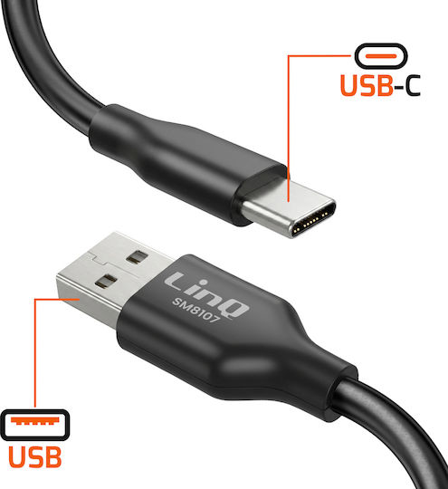 Linq Magnetic Auto-winding Usb-c To Usb-a Cable Pd 36w 4a 1.2m Black