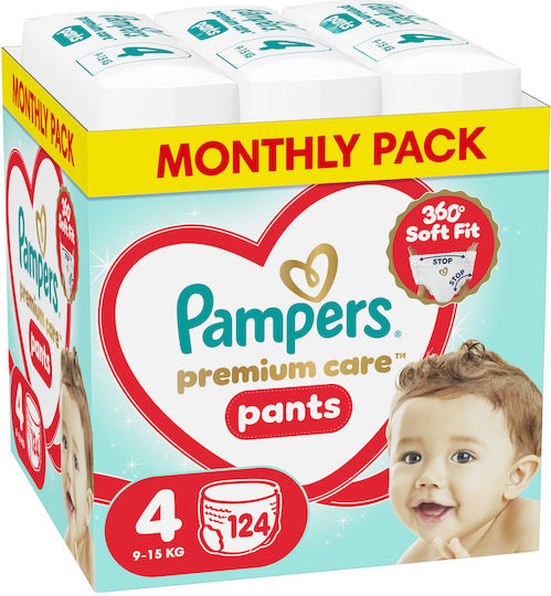 Pampers Windelhosen Premium Care Monatspackung Nr. 4 für 9-15kg 124 Stück