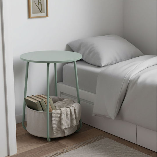 Round Side Table Metal Light Blue/Grey W40xL50cm