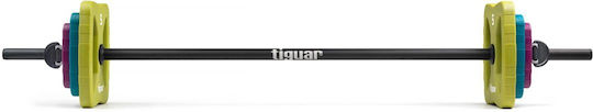 Tiguar Ίσια Μπάρα Φ28mm Σετ με Βάρη 19.3kg Μήκους 140cm με Κολάρα Μανταλάκια