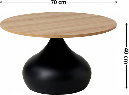 Кръгла Централна Кафе Маса Дървена Sonoma Oak Ш70xД70xВ40см
