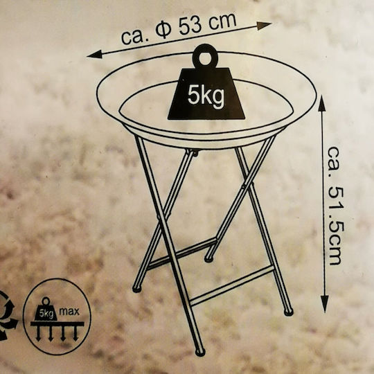 Masă Laterală Rotundă Metalică Argintie M53xL53xÎ51cm