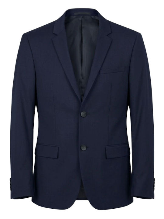 Winter Men’s Suit Jacket with Regular Fit Navy Blue