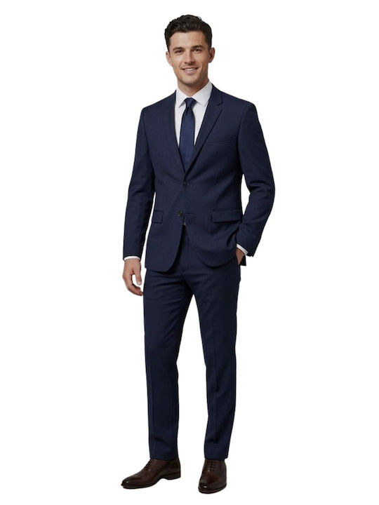 Winter Men’s Suit Jacket with Regular Fit Navy Blue