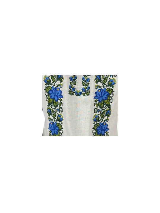 Bluza Damă Bumbac Mânecă Lungă Alb/Portocaliu