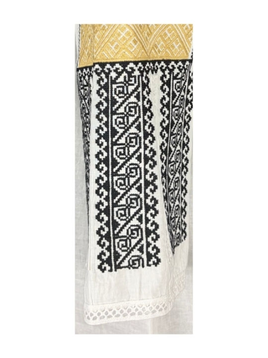 Bluza Damă Bumbac Mânecă Lungă Alb/Portocaliu