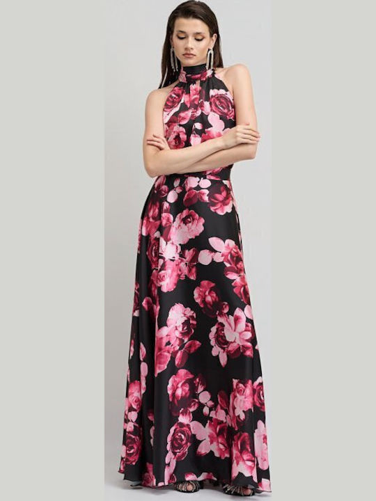 Set Mit Hohe Taille Maxi Blumen Fuchsie
