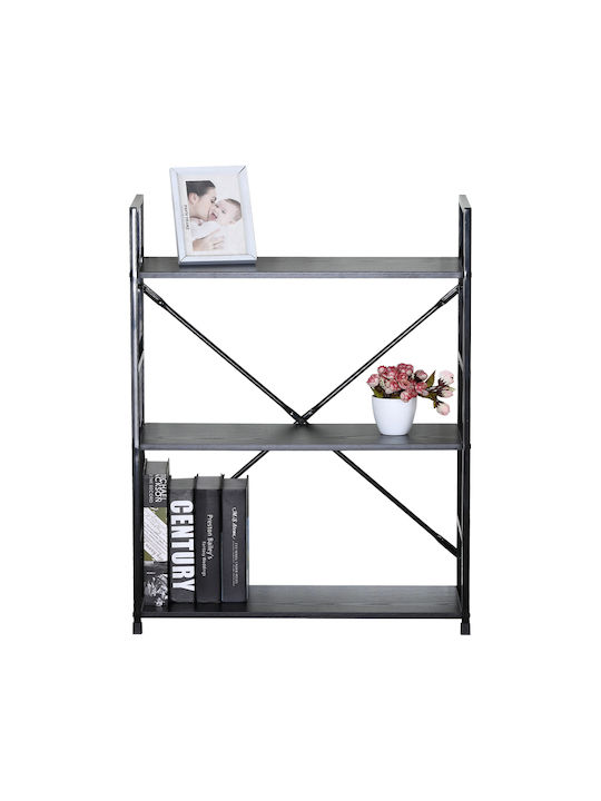 Βιβλιοθήκη Manlo Μαύρο 58.6x23.5x80εκ.