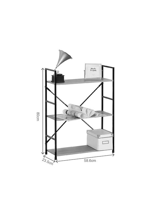 Βιβλιοθήκη Manlo Μαύρο 58.6x23.5x80εκ.