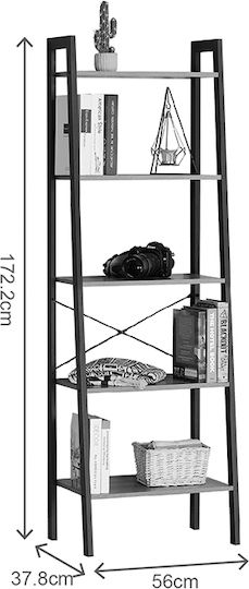 Bookcase Jebia Black 56x37x172.2cm