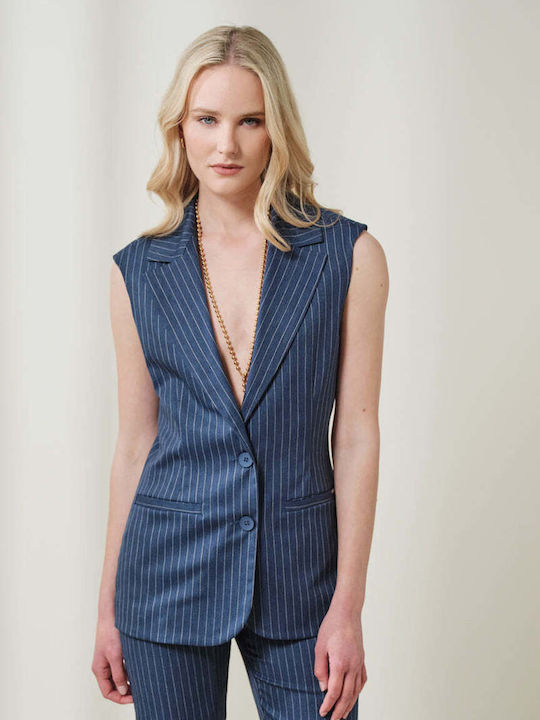 Enzzo Damen Tailliertes Blazer Marineblau