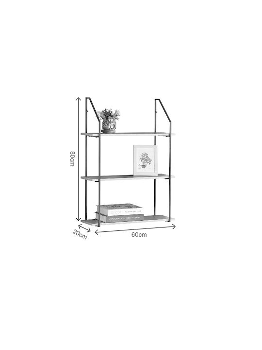Wall Shelf Fema Black 60x20x80cm