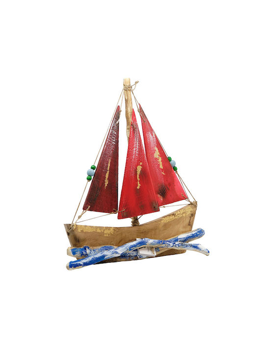 Piteros Ship Wooden Olive 3 Colored Wooden Canvas Leaves of Gold A10 Red 40x40x6/1500g