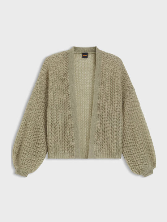 Kurze Gestrickte Damen Strickjacke Light Olive