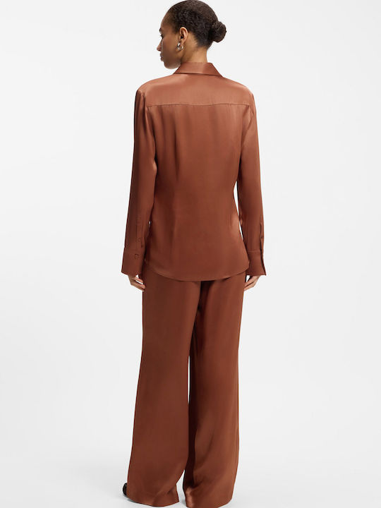 Μακρυμάνικο Γυναικείο Πουκάμισο Copper Brown