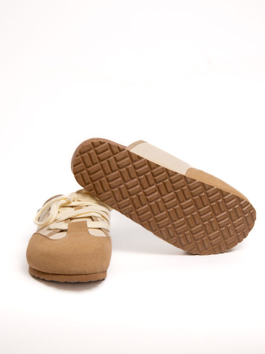 Pantofi Mules De Piele Cu Toc În Culoare Bej