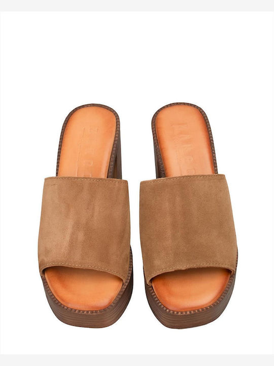 Mules With Heel In Brown Colour
