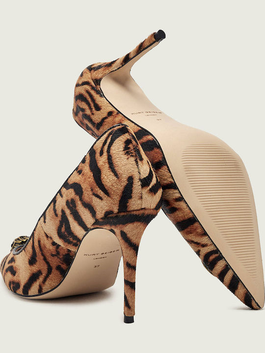 Pantofi cu toc Animal Print Maro