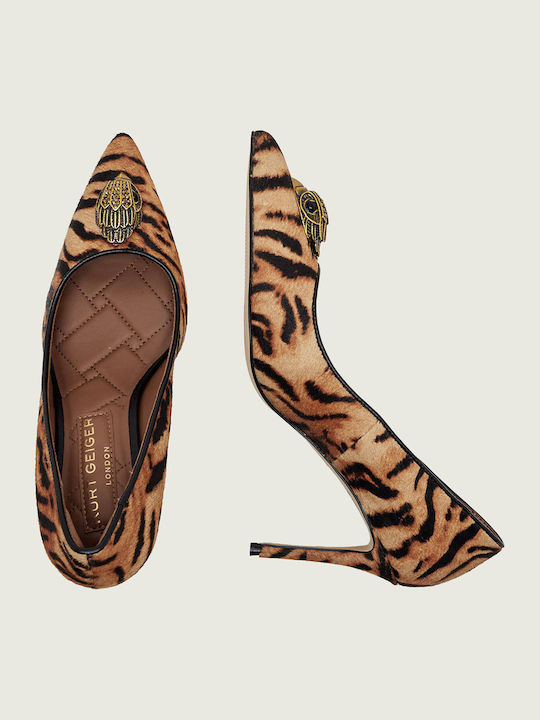 Pantofi cu toc Animal Print Maro