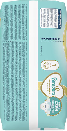 Pampers Πάνες με Αυτοκόλλητο Premium Care No. 1 για 2-5kg 26τμχ