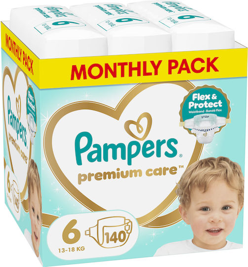 Pampers Памперси с Лента Premium Care Monthly Pack No. 6 за 13-18kg 140бр
