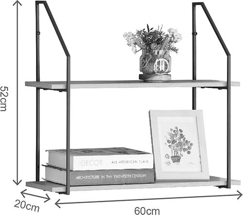 Shelf Fema Black 60x20x52cm