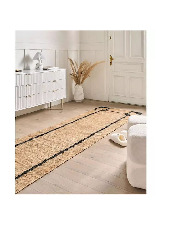 Beliani Jute Wohnzimmer Teppich 80x300cm Schwarz/Beige