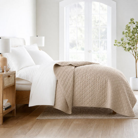 Astron Italy Κουβερλί Μονό Βαμβακερό Beige 160x240cm