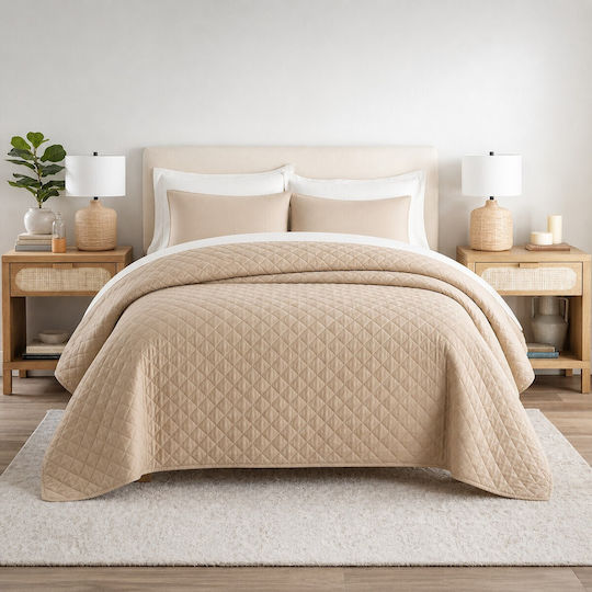 Astron Italy Κουβερλί Μονό Βαμβακερό Beige 160x240cm