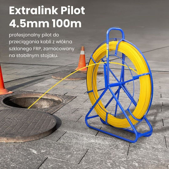 Extralink Cable Pulling Rod 4.5mm 100m Fiberglass Cable Pulling Yellow