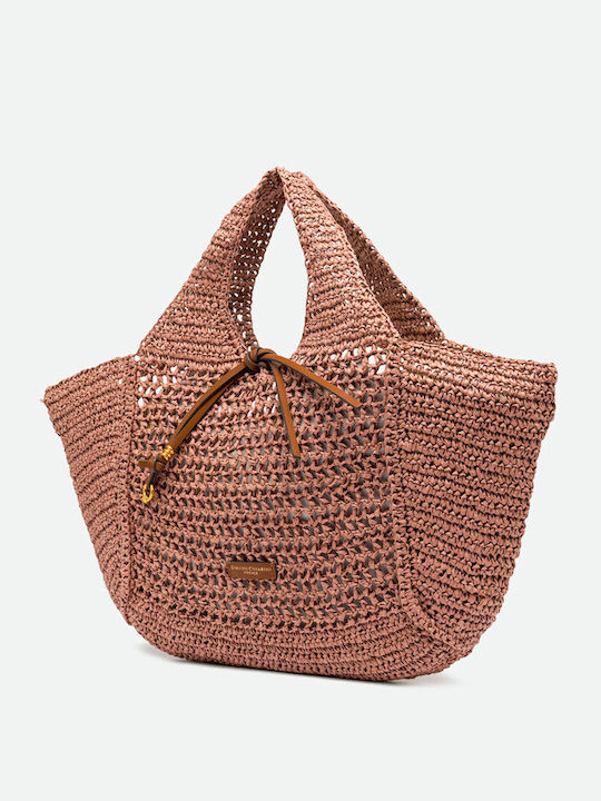 Straw Women's Tote Handbag Pink