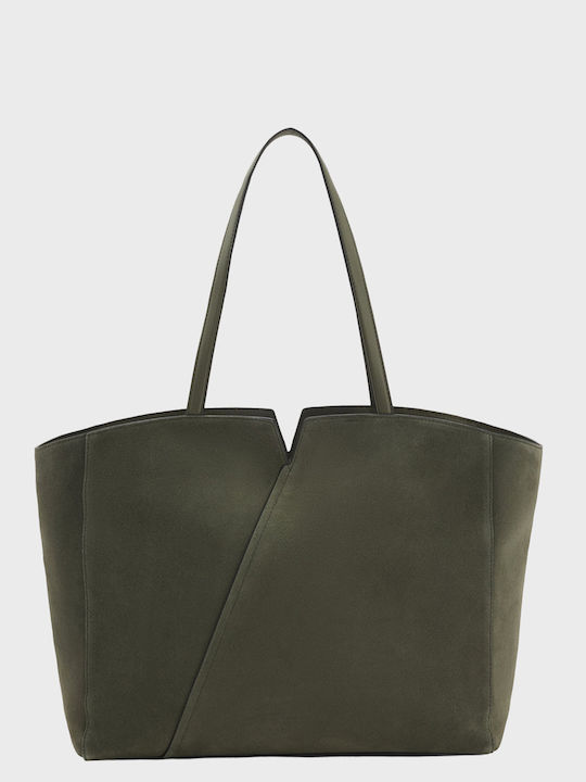 Revers Geantă Dama Tote de Mână din Piele Verde