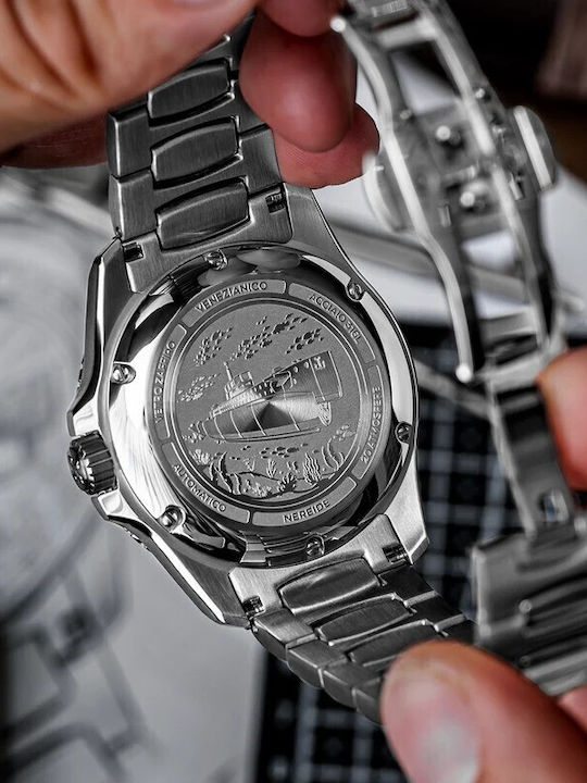 Venezianico Herrenuhr Automatisch mit Silber Metall-Armband